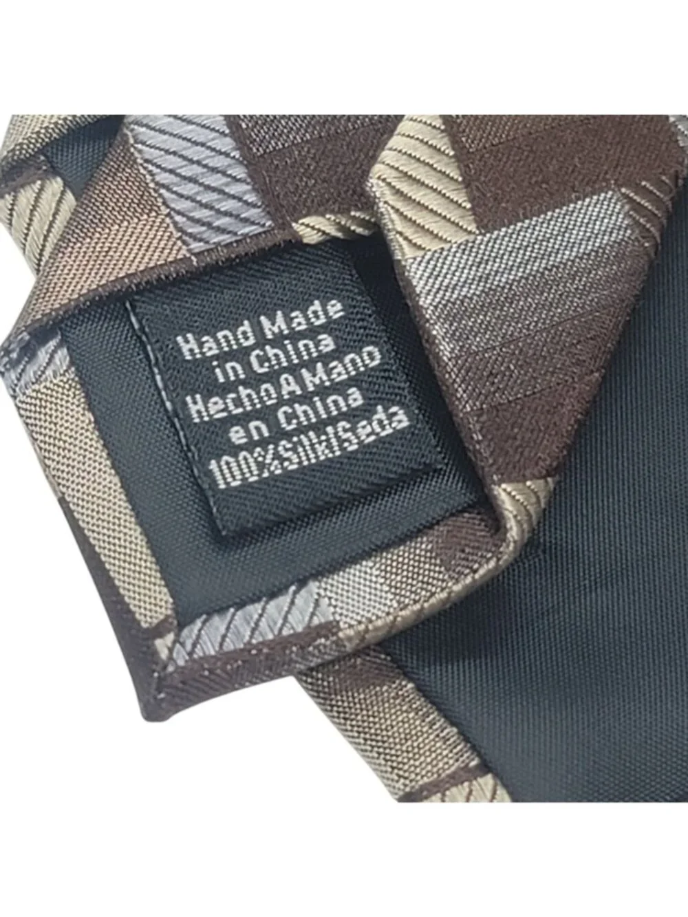 Concepts By Claiborne Brown Checkered 100% Silk Mens Tie